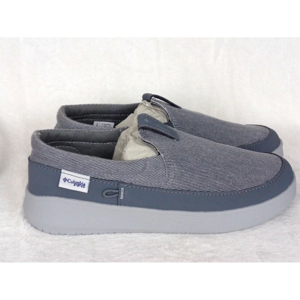 Columbia Youth Boatside PFG Gray Slip-On Casual Shoes Size 4 Non-Marking Outsole